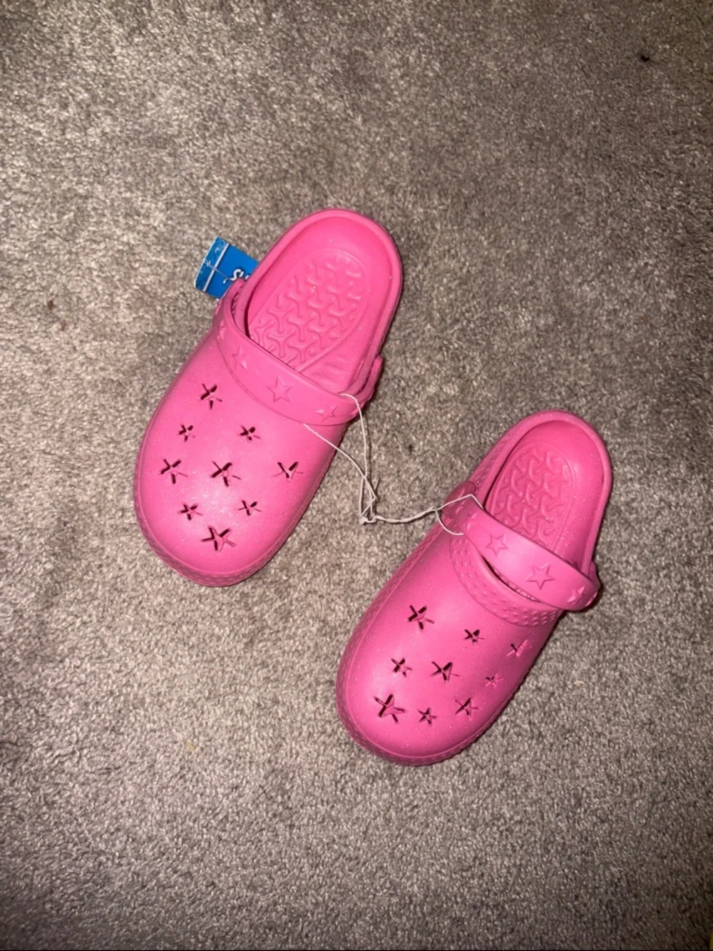 New Girls Pink Star-Cutout Slip-On Sandals size 2/3